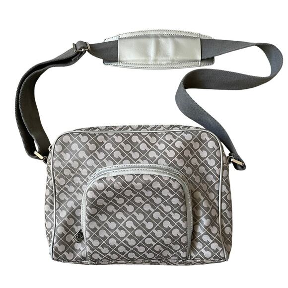 Gherardini Monogram Crossbody Bag | Gray, Tan, Beige Softy Organizer Purse Tote - Picture 1 of 11